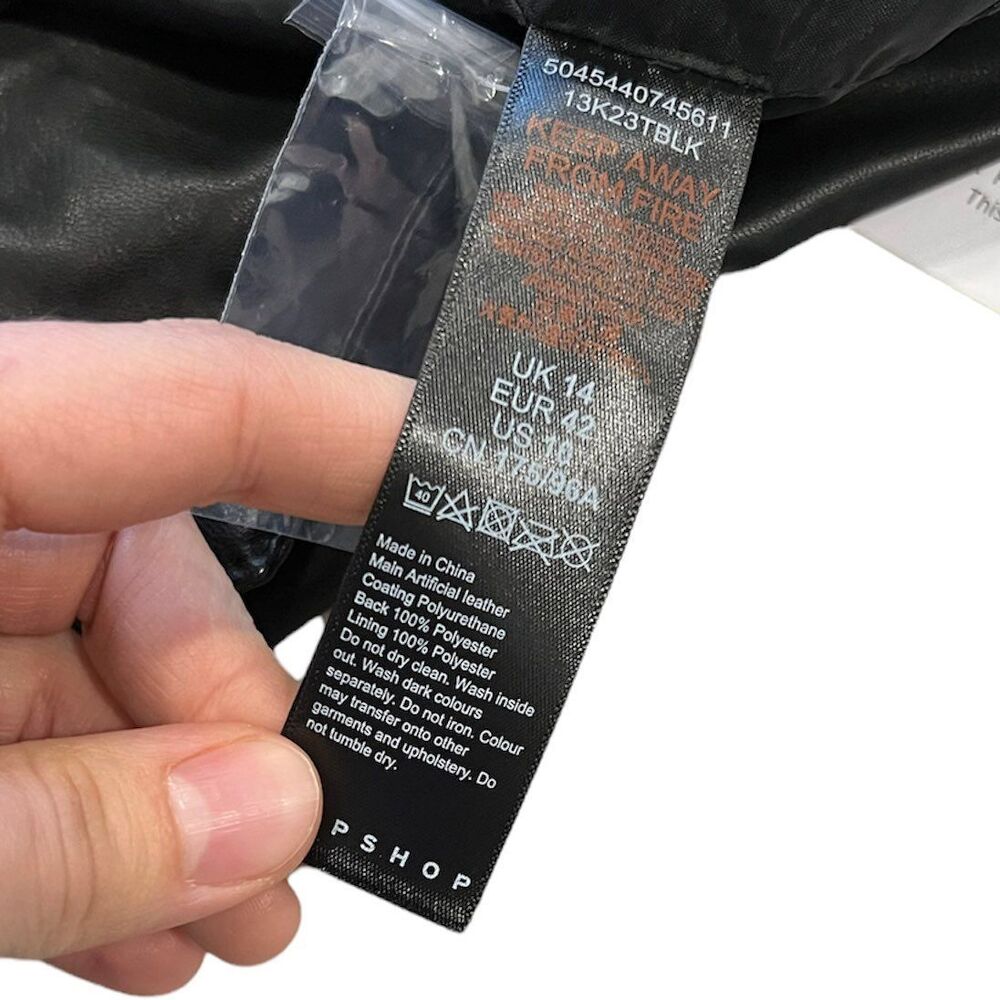 Topshop Faux Leather Cropped Wrap Blouse 10 - Picture 4 of 5